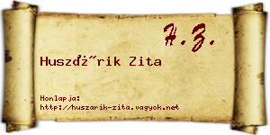 Huszárik Zita névjegykártya